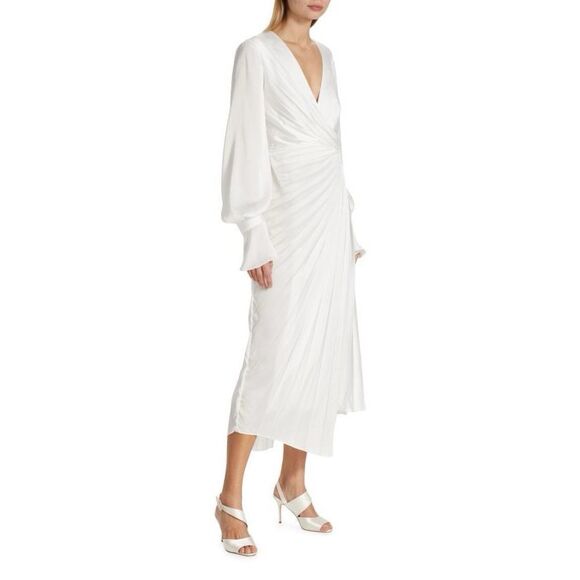 ACLER Cresta Satin Wrap Midi Dress Size 4 $520 - Picture 3 of 11